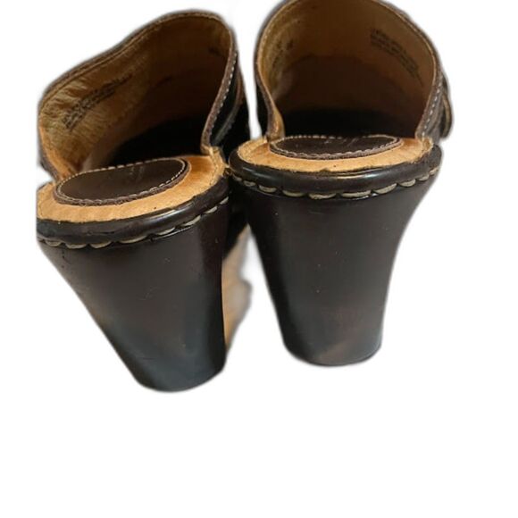 BORN Boho Casual Chic Brown 3" Heel 'Genuine Leather Slide-On Clogs Sz 7*READ - Picture 5 of 10